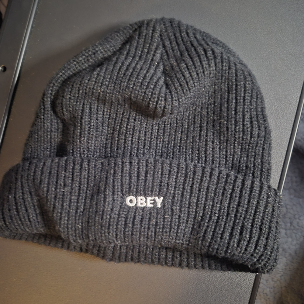 Obey Charcoal Ribbed Beanie
